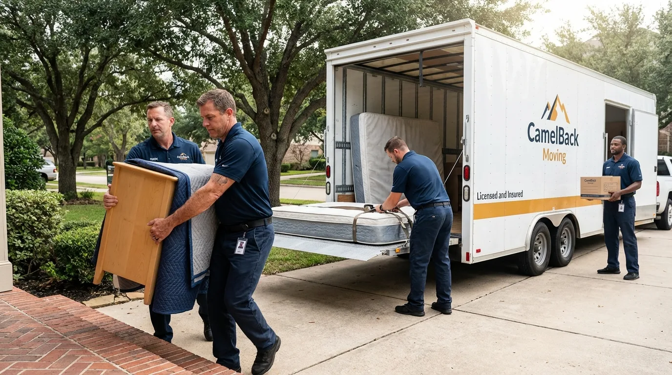 Crew loading residential truck for cross-state move from West Point, MS