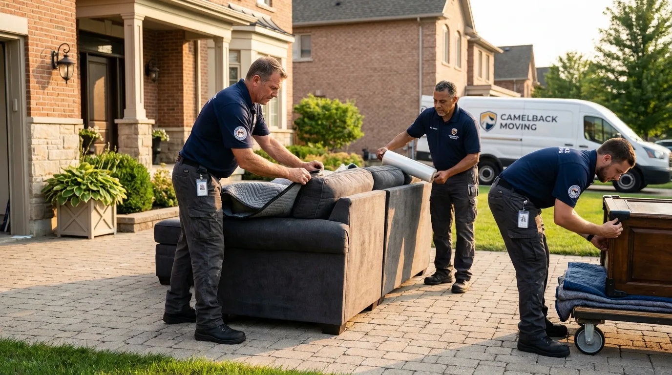 Large estate moving crew wrapping furniture in West Point, MS